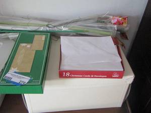lot 270 image: Christmas cards from 2015, new packs of floral stem wire