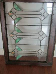 lot 24 image: 34x35 framed stain glass