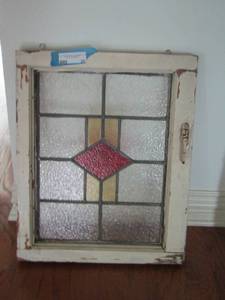 lot 26 image: 22x18 framed stain glass