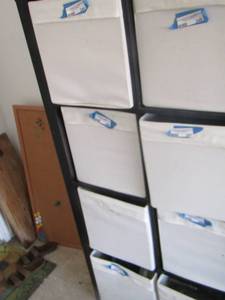 lot 345 image: 59x30x15 wooden storage caddy with 8 storage bins