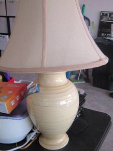 lot 328 image: off white bedside lamp with shade