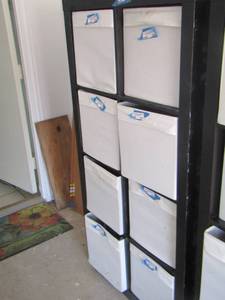 lot 348 image: 59x30x15 wooden storage caddy with 8 storage bins