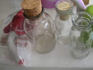 lot 373 image: Jars- salt and pepper shakers- syrup bottle