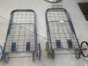 lot 288 image: rolling metal basket cart qty 2