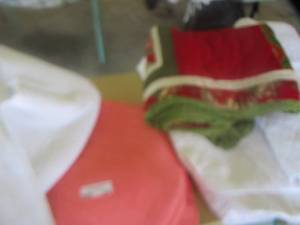 lot 396 image: 3 large comforters 2 whit 1 pink and a red quilt