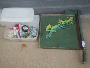 lot 14 image: paper cutter, lot of floral tape, craft tape