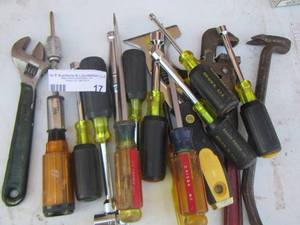 lot 17 image: plyers-screw drivers- socket drivers and more