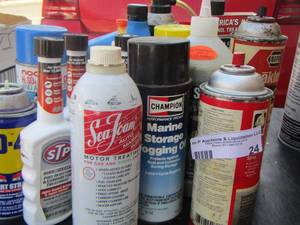 lot 24 image: lot of oils - wd 40, parts cleaner, more PRE OPENED