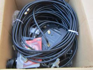 lot 27 image: box of co ax cable and new connectorssplitters