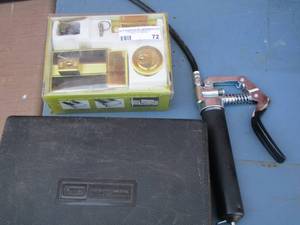 lot 72 image: sears security door lock- sears craftsman sawder gun and a grease gun