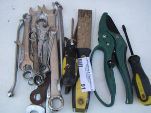 lot 91 image: various size wrenches - cutters- screw drivers and more