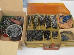 lot 101 image: large lot of nails- screw drivers-