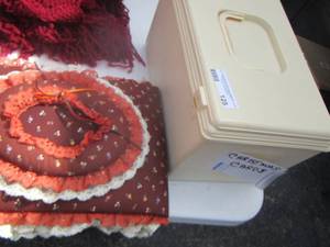 lot 125 image: cloth photo album and sewing items