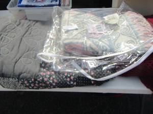 lot 126 image: maroon quilt needle point- blanket and more