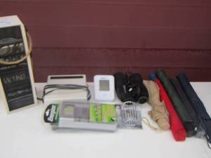 lot 131 image: wine box- nip battery charger- umbrellas and more