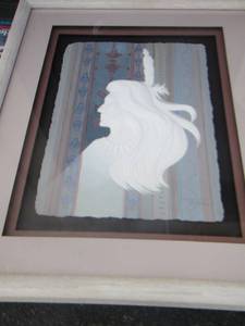 lot 134 image: white framed Indian art size unknown