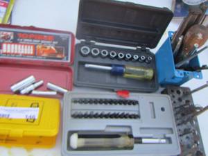 lot 146 image: various size drill bits,sockets,socket screw driver and more