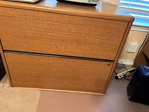 lot 94 image: solid wood 2 drawer filing cabinet