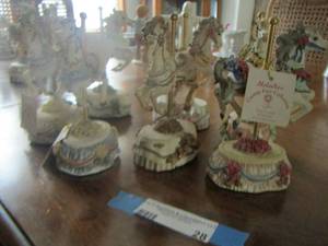 lot 28 image: Melodies County Fair Collection Heritage House,Carousel Horses  QTY 7