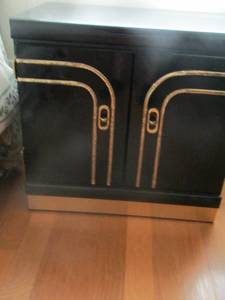 lot 131 image: Black and Goid side tables size 24x24x16