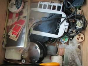 lot 134 image: large lot of sewing needles thread , sewing books