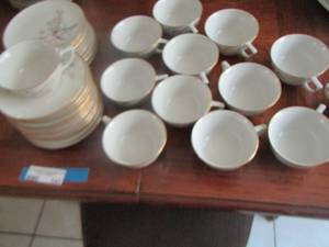 lot 143 image: Embassy Vitrified China TEA Cup Saucers qty 13, 11 dessert plates, 13 tea cups - 37 pcs