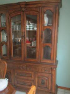 lot 145 image: Dark wood China hutch 2 piece, - 7ft6419