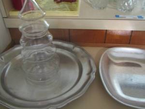 lot 191 image: qty 2 silver platters, covered Christmas tree candy dish