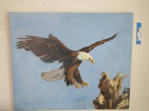 lot 208 image: painted canvas of an eagle size 20x24