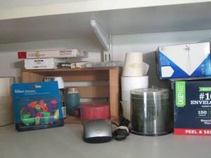 lot 348 image: envelopes, erasers, mini Cds, and more