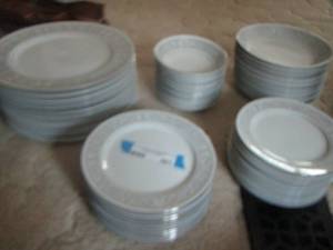 lot 361 image: Imperial China by W. Dalton 5671 Whitney- 11 berry bowls- 12 dinner plates- 10 bread bowls- 12 dessert- 12 bowls  - 57 PCS   X $