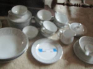 lot 362 image: Imperial China set- 12 dinner cups & saucers- sugar creamer- gravy boat- 3 oval serving platters- 2 saucers- 3 serving bowls  35 PCS   X$$