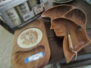 lot 364 image: NIB flameless candles with times- divided wooden platters