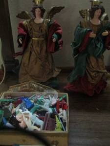 lot 379 image: Approx. 12 tall angel with candle holders