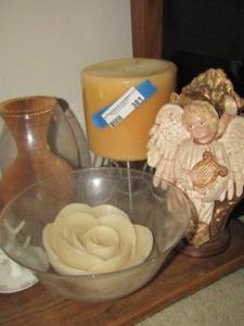 lot 381 image: angel statue, vases, candle stands and more