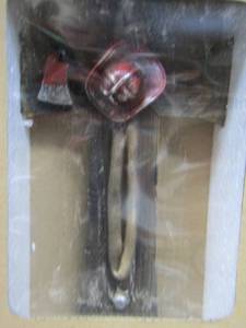 lot 33 image: FIRE DEPARTMET HAT CROSSES  Qty 2 approx 8 to 10 in long