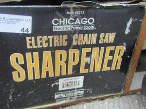 lot 44 image: Chicago electric chain saw sharpener in original box