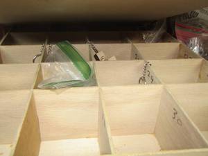 lot 87 image: wooden divided box - wooden trinkets
