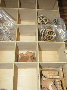 lot 88 image: wooded divided box - wooden trinkets