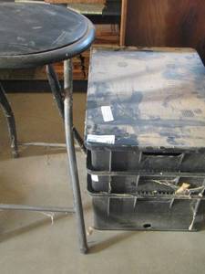 lot 312 image: reln plastic worm factories  boxes  qty 3  & stool