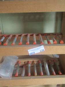 lot 238 image: SCROLLSAW BLADES IN TUBES, TUBES IN HOLDER