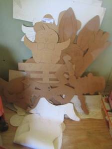 lot 485 image: lepercon and bunny wood art unfinished