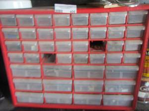 lot 406 image: red divided nut bolt screw storage compartment