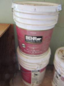 lot 547 image: 5 gallon buckets of BEHR paint white  PREVIOUSLY OPENED