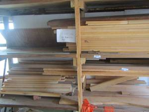 lot 554 image: wood workshop shelf for easy storage of wood working materials such as wood, size is unknown - SHELF ONLY