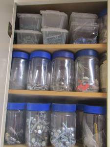 lot 559 image: various jars of hardware, nails, screws
