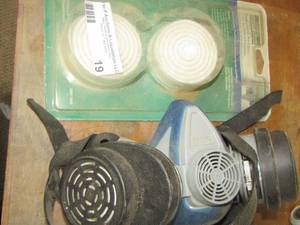 lot 19 image: replacement pre-filters for paint mask, and msa paint mask used