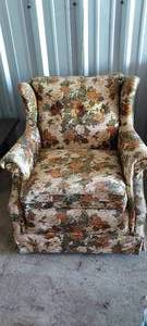 lot 99 image: Vintage Ethan Allen Plymouth House American traditional swivel rocker in floral pattern