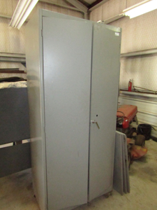 lot 242 image: Lyon metal storage cabinet plus contents as shown