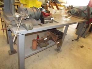 lot 235 image: Steel work bench utility table (Contents not included)